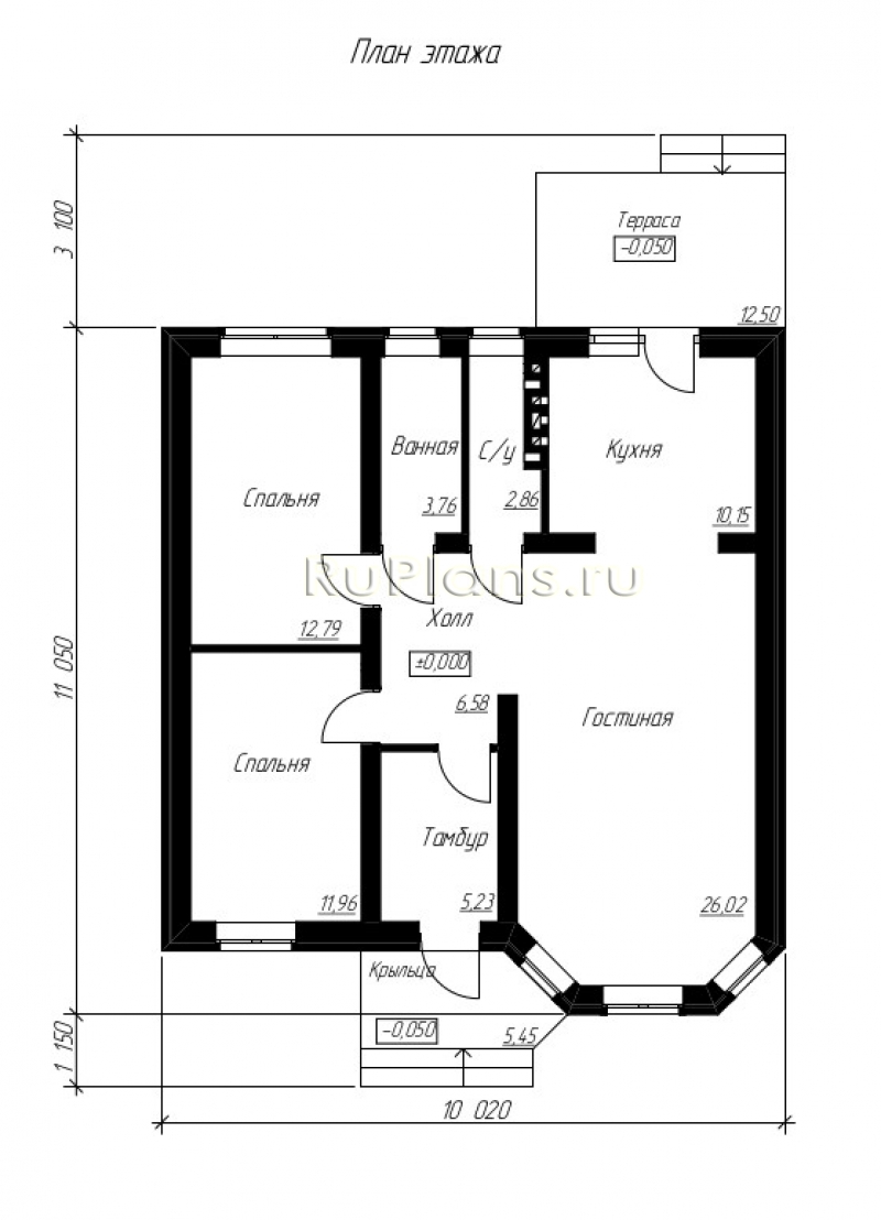 Проекты одноэтажных домов 70 м² | Планы, Интерьеры, 3D виды, чертежи в  Курске