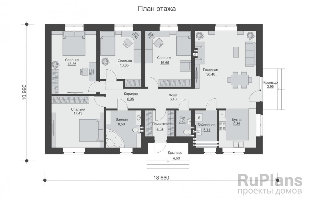 Проект дома 4 спальни